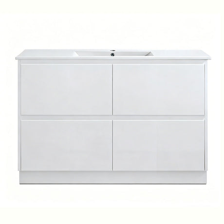 TD1200-KB - 1200x460x880mm Four Drawer Kickboard PVC Vanity with Ceramic Basin