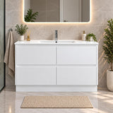 Teddy Four Draw PVC Vanity 1200mm on Kickboard - 1200x460x880mm