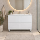 Teddy Four Draw PVC Vanity 1200mm on Legs - 1200x460x875mm
