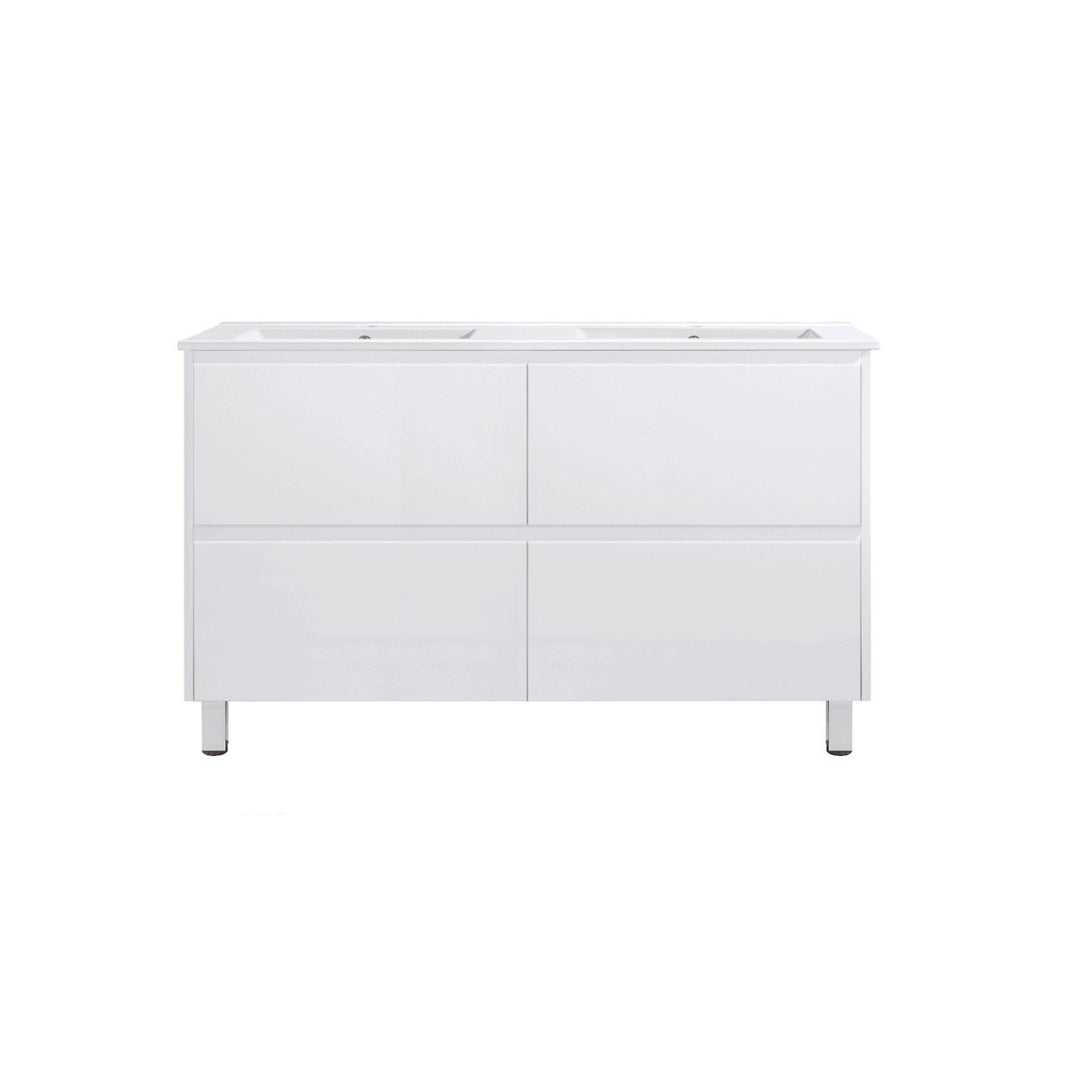 TD1200D - 1200x460x875mm PVC Vanity with Double Bowl Ceramic Basin