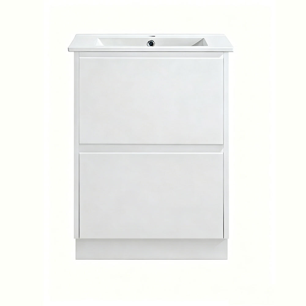 TD600-KB - 600x460x880mm Two Drawer Kickboard PVC Vanity with Ceramic Basin