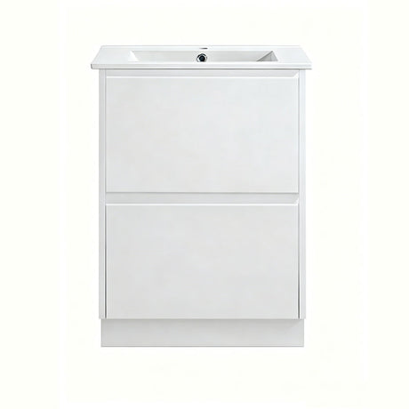 TD600-KB - 600x460x880mm Two Drawer Kickboard PVC Vanity with Ceramic Basin