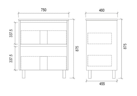 TD750 - 750x460x875mm PVC Vanity with Ceramic Basin – alternate view