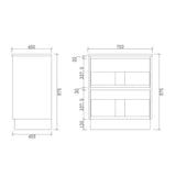 TD750-KB - 750x460x880mm Two Drawer Kickboard PVC Vanity with Ceramic Basin – alternate view