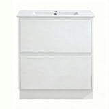 TD750-KB - 750x460x880mm Two Drawer Kickboard PVC Vanity with Ceramic Basin