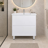 Teddy Two Draw PVC Vanity 750mm on Legs - 750x460x875mm