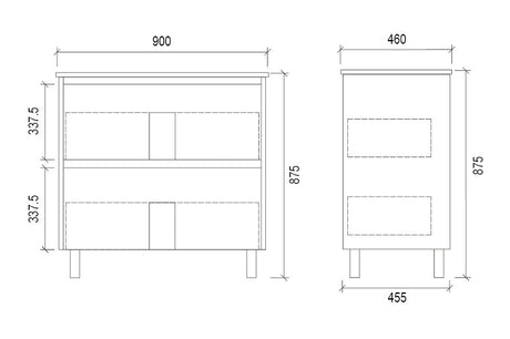 TD900 - 900x460x875mm PVC Vanity with Ceramic Basin – alternate view