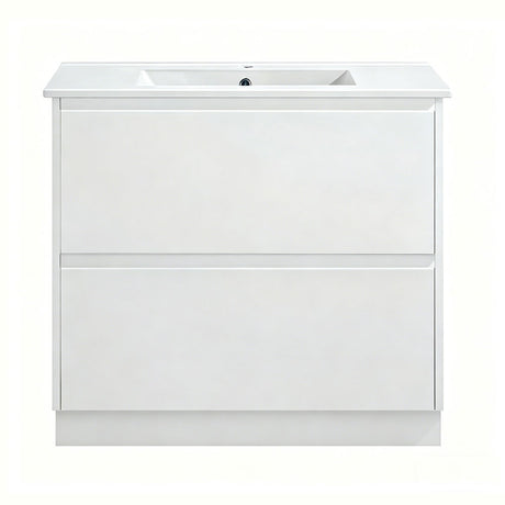 TD900-KB - 900x460x880mm Two Drawer Kickboard PVC Vanity with Ceramic Basin