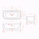 Avalon V-Groove Fluted Left-Hand Corner Matte Black Freestanding Bath - 1500mm – view 4