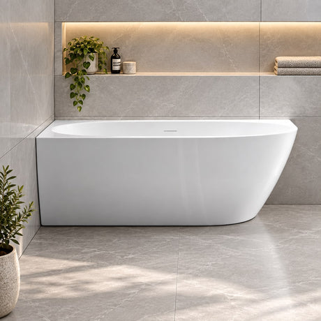 Vienna Egg Gloss White Corner Freestanding Bath Left Hand - 1700mm