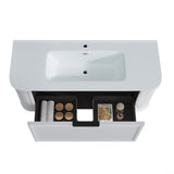 Curved Shaker Matte White Wall-Hung Vanity Units - 1200x460x420mm – detail view