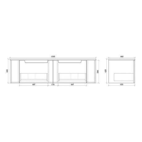 Fluted Matte White Wall-Hung Vanity Units - Single Bowl -1500x460x420mm – view 5