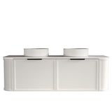 Curved Shaker Matte White Wall-Hung Vanity Units - Double Bowl - 1500x460x420mm
