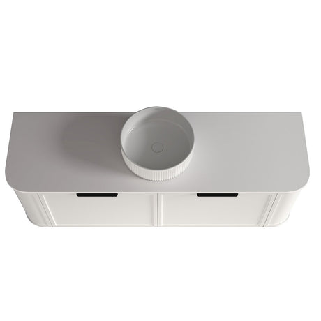 Curved Shaker Matte White Wall-Hung Vanity Units - Single Bowl - 1500x460x420mm – detail view