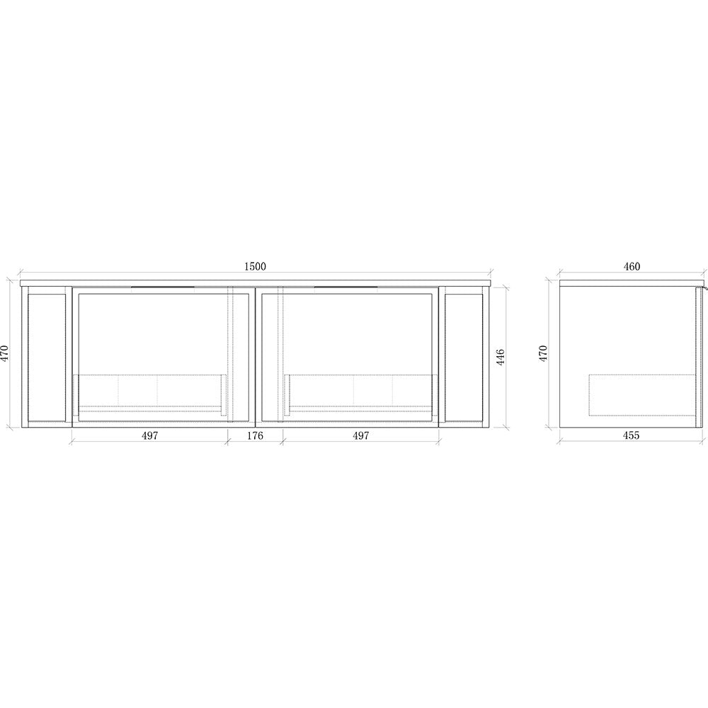 Curved Shaker Matte White Wall-Hung Vanity Units - Double Bowl - 1500x460x420mm – view 5