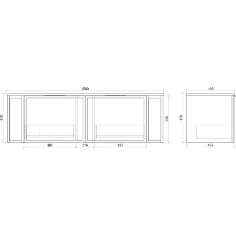 Curved Shaker Matte White Wall-Hung Vanity Units - Double Bowl - 1500x460x420mm – view 5
