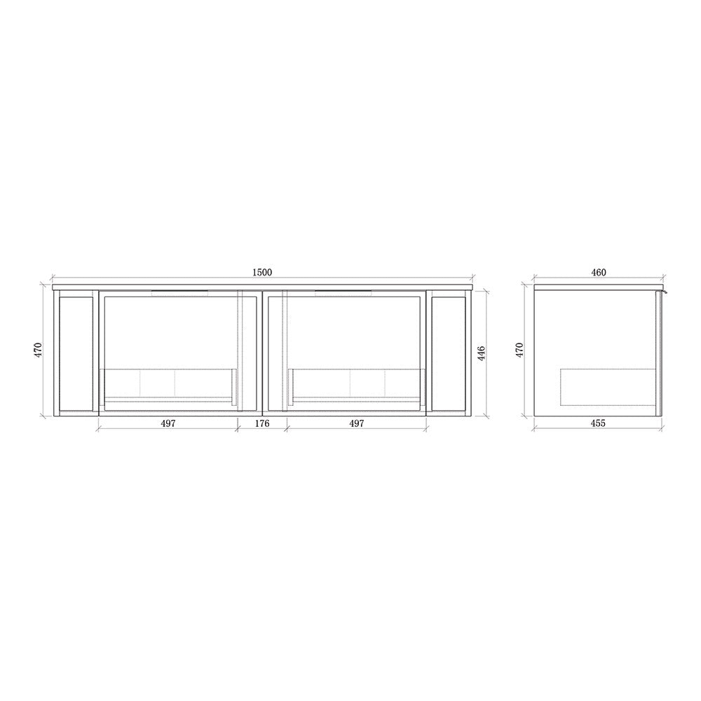 Curved Shaker Matte White Wall-Hung Vanity Units - Single Bowl - 1500x460x420mm – view 5