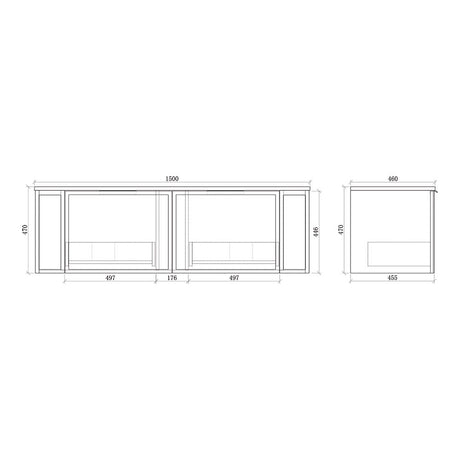 Curved Shaker Matte White Wall-Hung Vanity Units - Single Bowl - 1500x460x420mm – view 5