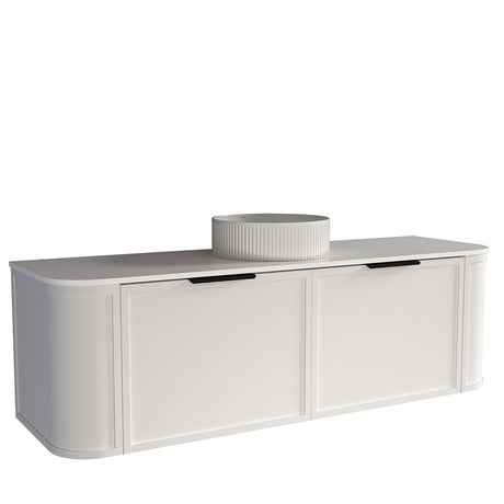 Curved Shaker Matte White Wall-Hung Vanity Units - Single Bowl - 1500x460x420mm – alternate view