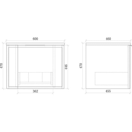 Curved Shaker Matte White Wall-Hung Vanity Units - 600x460x420mm – view 5