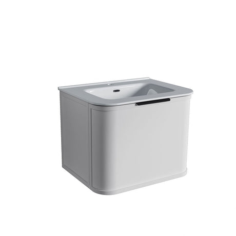 Curved Shaker Matte White Wall-Hung Vanity Units - 600x460x420mm – alternate view