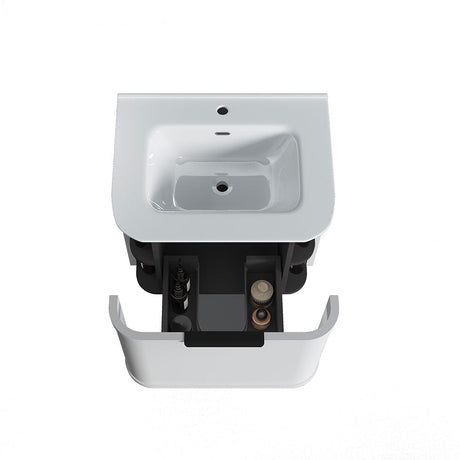Curved Shaker Matte White Wall-Hung Vanity Units - 600x460x420mm – detail view