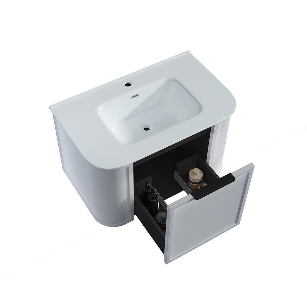 Curved Shaker Matte White Wall-Hung Vanity Units - 750x460x420mm – view 4