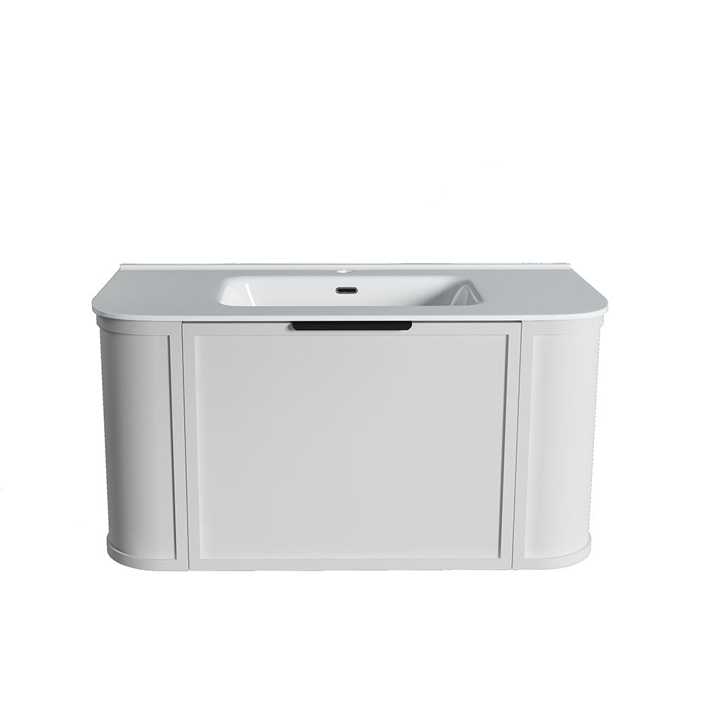 Curved Shaker Matte White Wall-Hung Vanity Units - 900x460x420mm