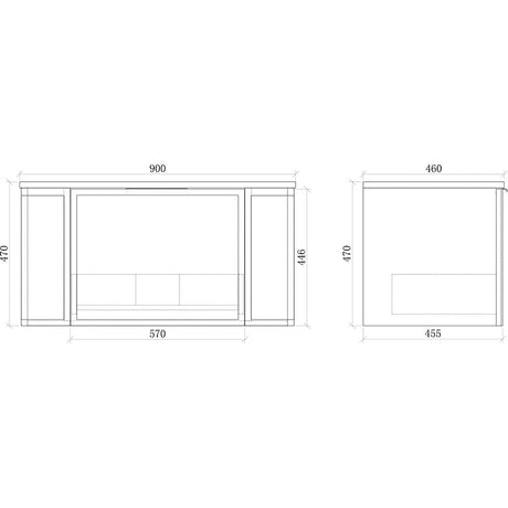 Curved Shaker Matte White Wall-Hung Vanity Units - 900x460x420mm – view 5