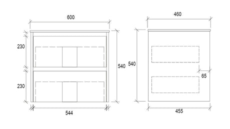 WHDM600 - 600x460x540mm Wall Hung Vanity with Veneer Cabinet – alternate view