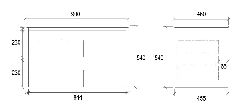 WHDM900 - 900x460x540mm Wall Hung Vanity with Veneer Cabine – alternate view