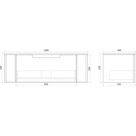 Fluted Natural Oak Wall-Hung Vanity Units - 1200x460x420mm – view 5