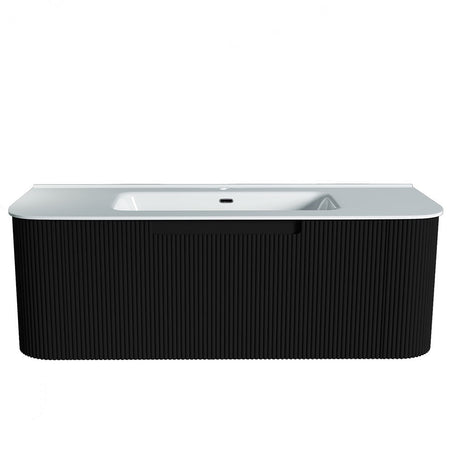 Fluted Matte Black Wall-Hung Vanity Units - 1200x460x420mm