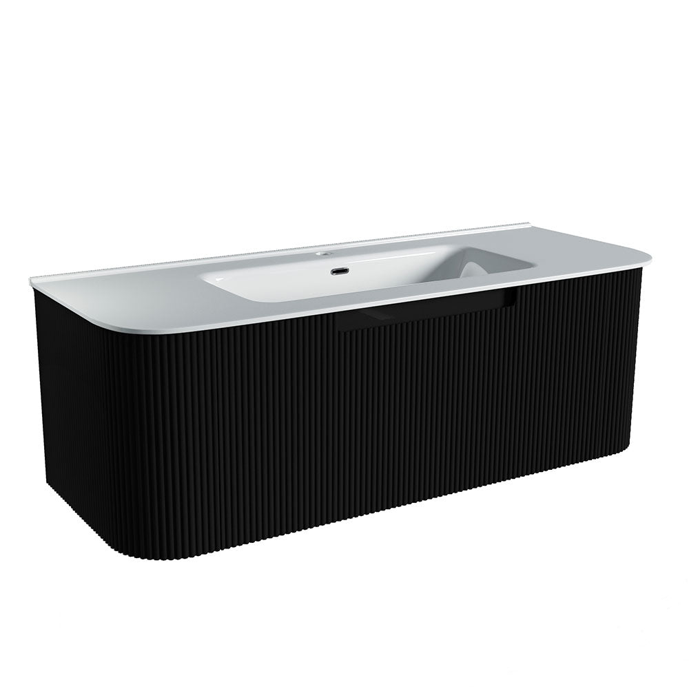 Fluted Matte Black Wall-Hung Vanity Units - 1200x460x420mm – alternate view