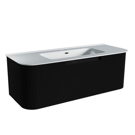 Fluted Matte Black Wall-Hung Vanity Units - 1200x460x420mm – alternate view