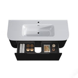Fluted Matte Black Wall-Hung Vanity Units - 1200x460x420mm – detail view