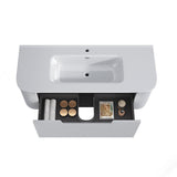Fluted Matte White Wall-Hung Vanity Units - 1200x460x420mm – detail view