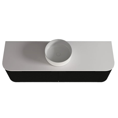 Fluted Matte Black Wall-Hung Vanity Units - Single Bowl - 1500x460x420mm – detail view