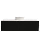 Fluted Matte Black Wall-Hung Vanity Units - Single Bowl - 1500x460x420mm – alternate view