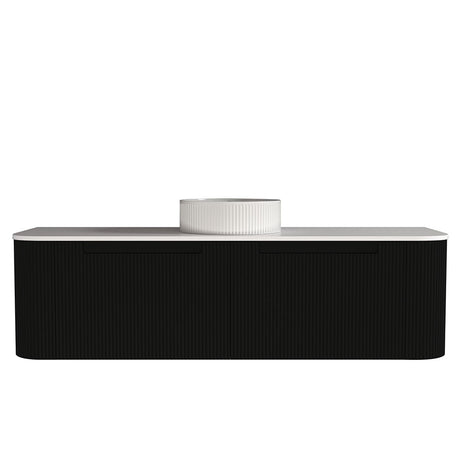 Fluted Matte Black Wall-Hung Vanity Units - Single Bowl - 1500x460x420mm – alternate view