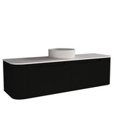 Fluted Matte Black Wall-Hung Vanity Units - Single Bowl - 1500x460x420mm