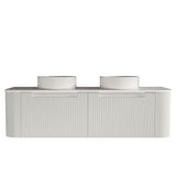Fluted Matte White Wall-Hung Vanity Units - Double Bowl -1500x460x420mm – alternate view