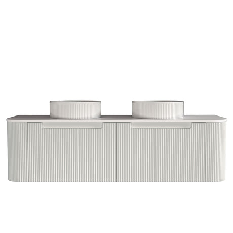 Fluted Matte White Wall-Hung Vanity Units - Double Bowl -1500x460x420mm – alternate view
