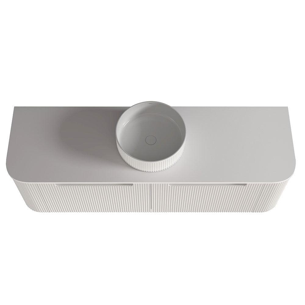 Fluted Matte White Wall-Hung Vanity Units - Single Bowl -1500x460x420mm – detail view