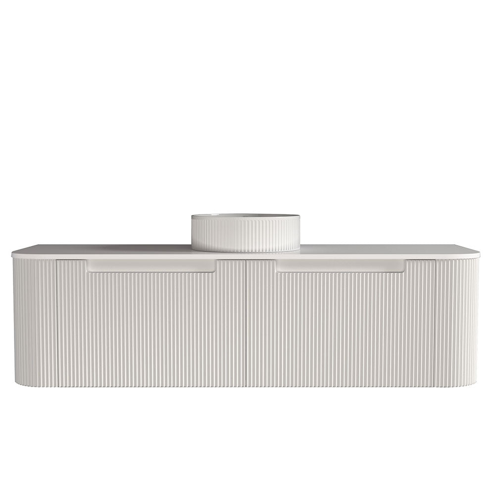 Fluted Matte White Wall-Hung Vanity Units - Single Bowl -1500x460x420mm – alternate view