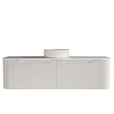 Fluted Matte White Wall-Hung Vanity Units - Single Bowl -1500x460x420mm – alternate view
