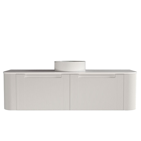 Fluted Matte White Wall-Hung Vanity Units - Single Bowl -1500x460x420mm – alternate view