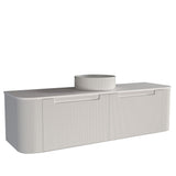 Fluted Matte White Wall-Hung Vanity Units - Single Bowl -1500x460x420mm