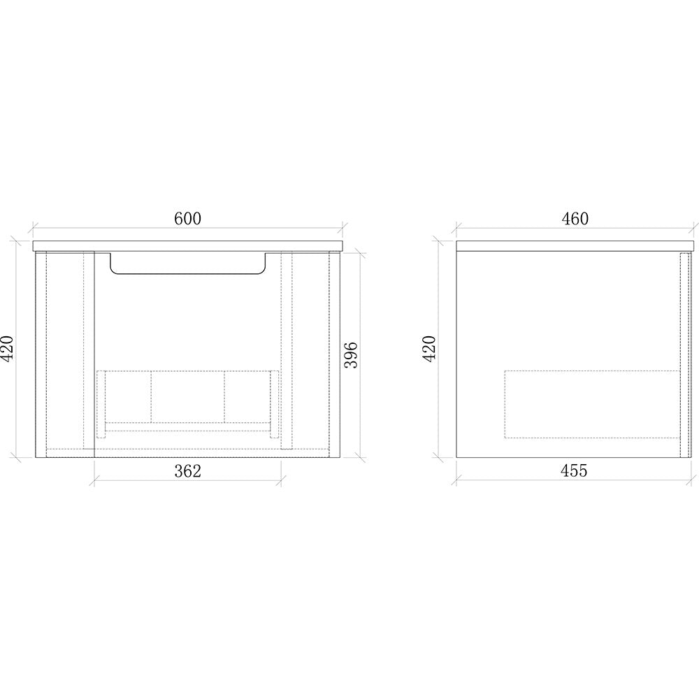 Fluted Matte White Wall-Hung Vanity Units - 600x460x420mm – view 5