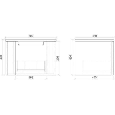 Fluted Natural Oak Wall-Hung Vanity Units - 600x460x420mm – view 5